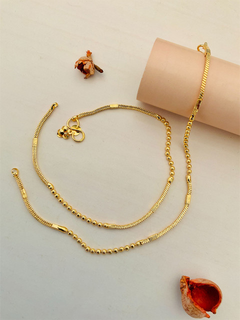 Anouk Set Of 2 Gold-Plated Brass Anklet