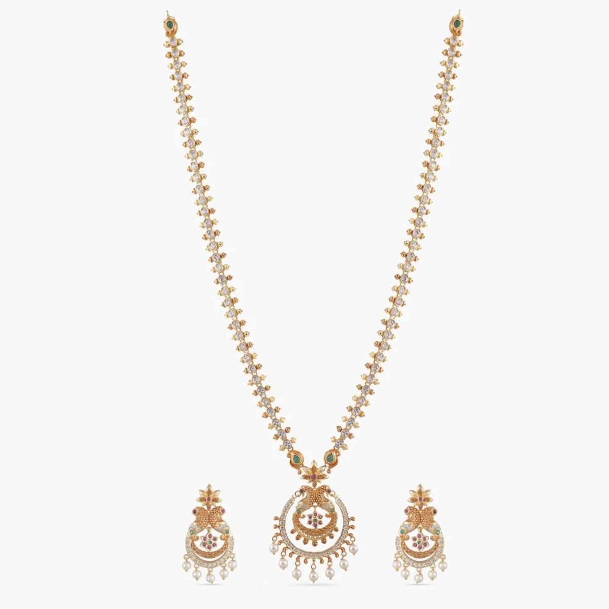 Hrida Nakshatra CZ Long Necklace Set Hrida Nakshatra CZ Long Necklace Set