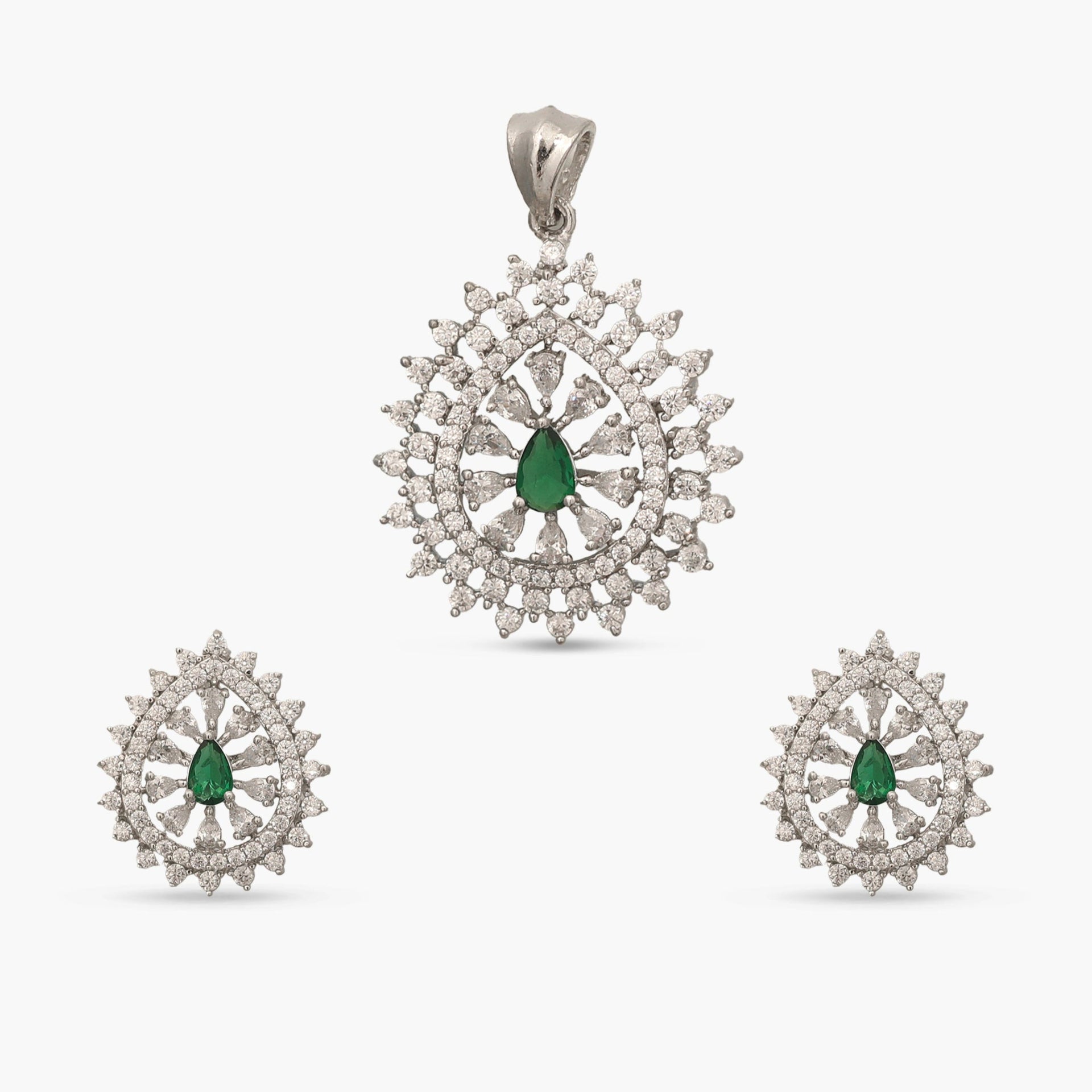 Mia Green Nakshatra CZ Pendant Set