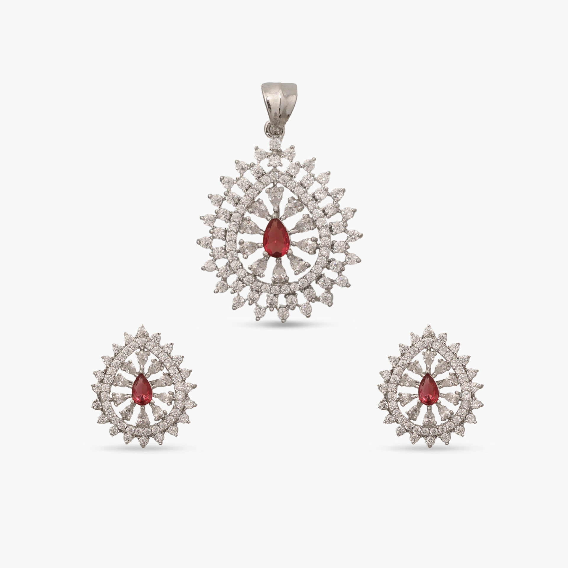 Mia Red Nakshatra CZ Pendant Set