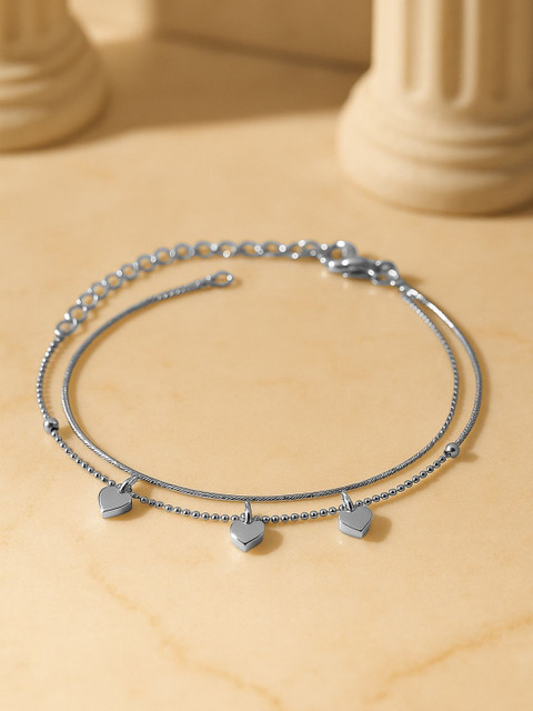 Rubans Tarnish-Free Waterproof Layer Heart Beaded Anklets