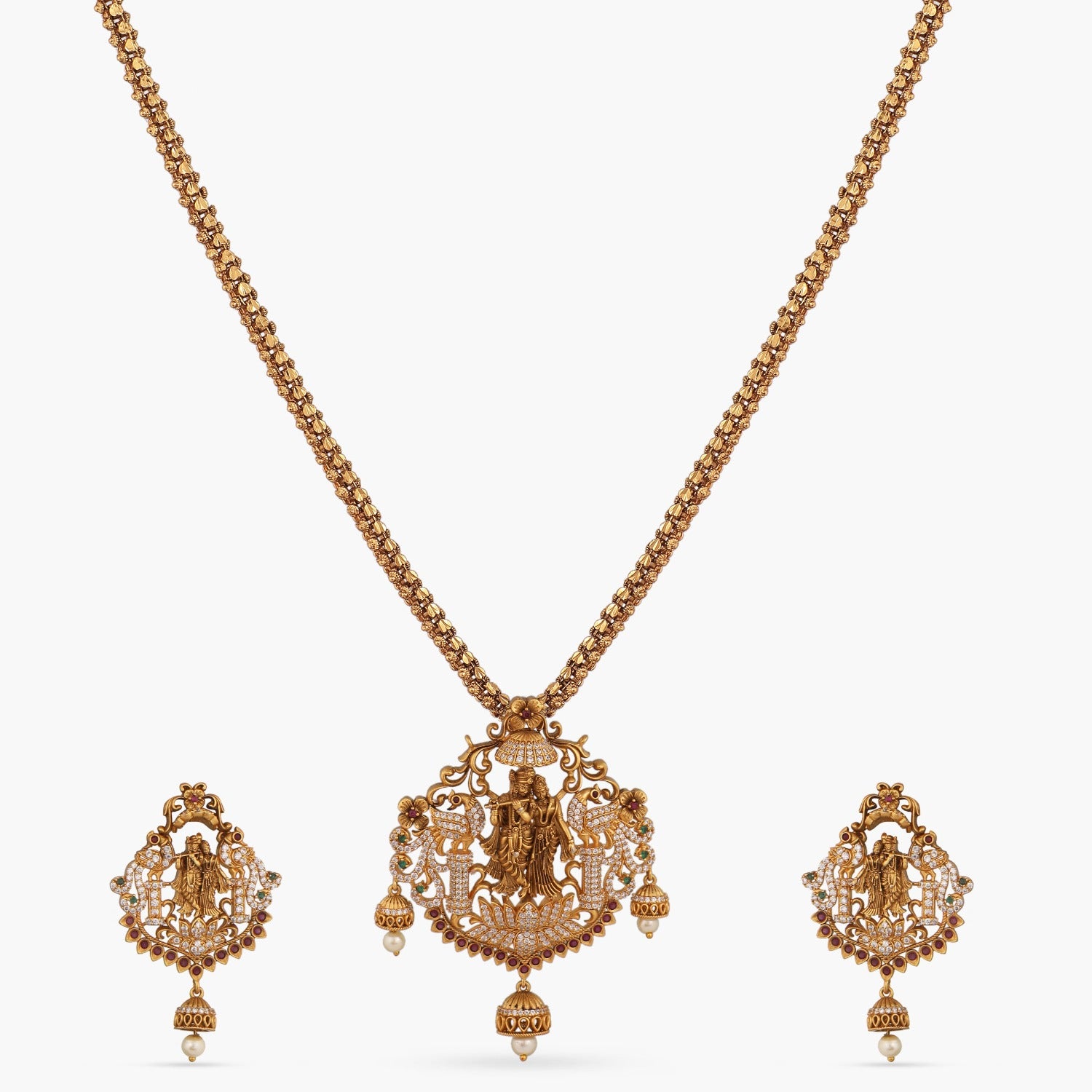 Saket Antique Temple Pendant Set