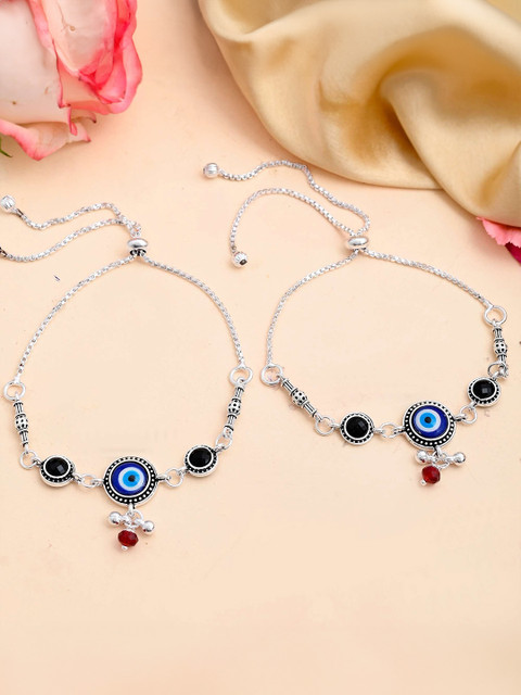 Sangria Silver-Plated Artificial Beads Anklet