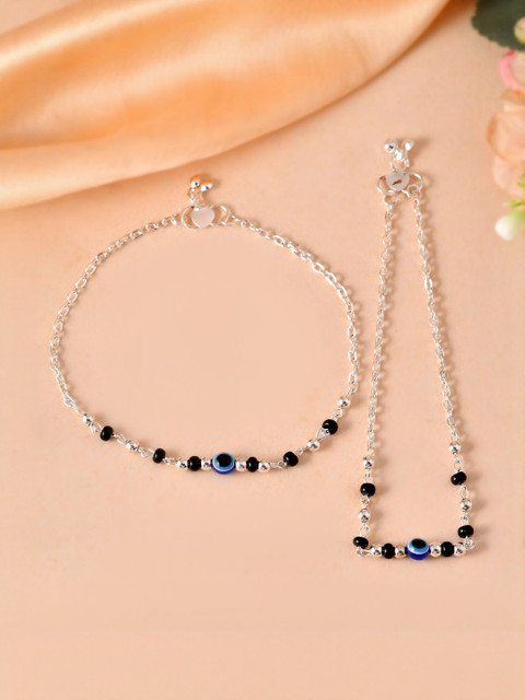 Sangria Silver-Plated Stainless Steel Evil Eye Anklet