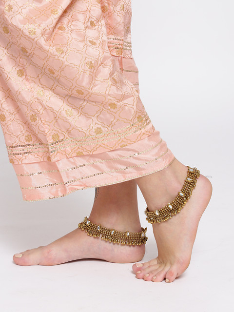 YouBella Gold-Toned Stone-Studded Anklets
