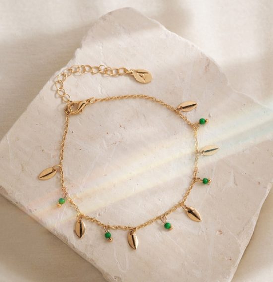 Accessorize Beaded Leaf Drop Anklet