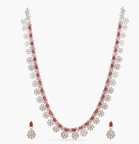 Ambre Nakshatra CZ Long Necklace Set