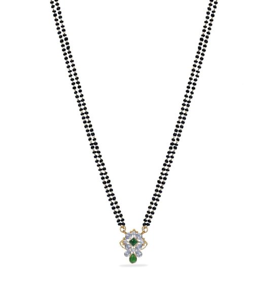 Buds Floral CZ White Green Black Beads Necklace