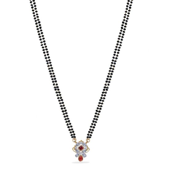 Buds Floral CZ White Red Black Beads Necklace