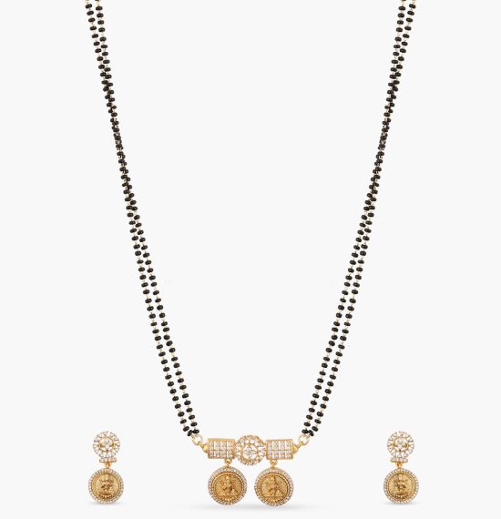 Dhriti Coin Antique Black Beads Necklace Set