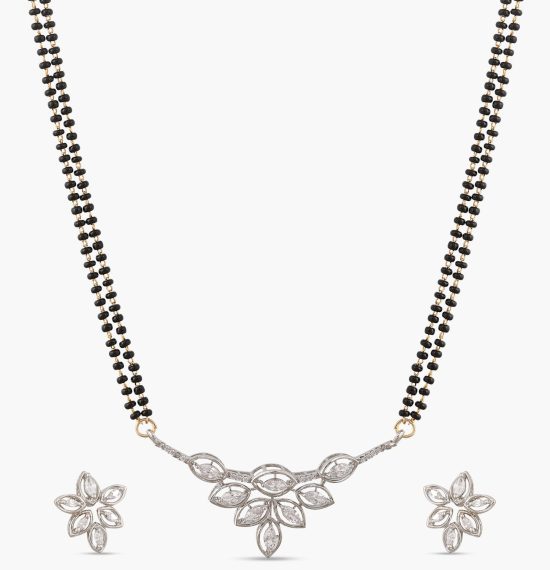Grace CZ White Black Beads Necklace Set