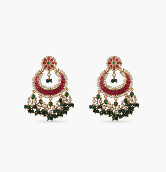 Inca Antique Jadau Chandbali Earrings