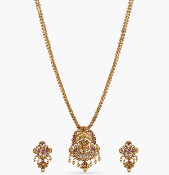 Madhav Antique Temple Pendant Set