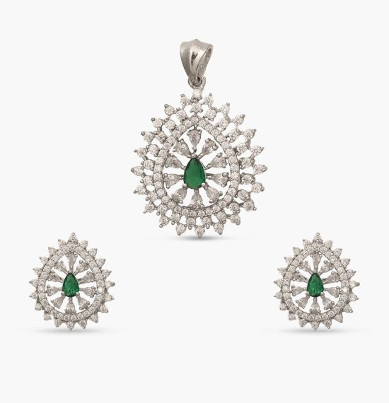 Mia Green Nakshatra CZ Pendant Set