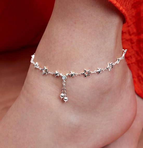 MINUTIAE Silver-Plated Crystals Anklet