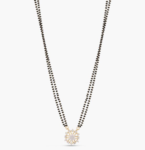 Nadia CZ White Black Beads Necklace
