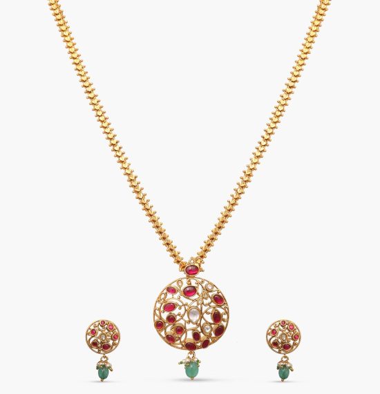 Pahi Antique Kempu Pendant Set
