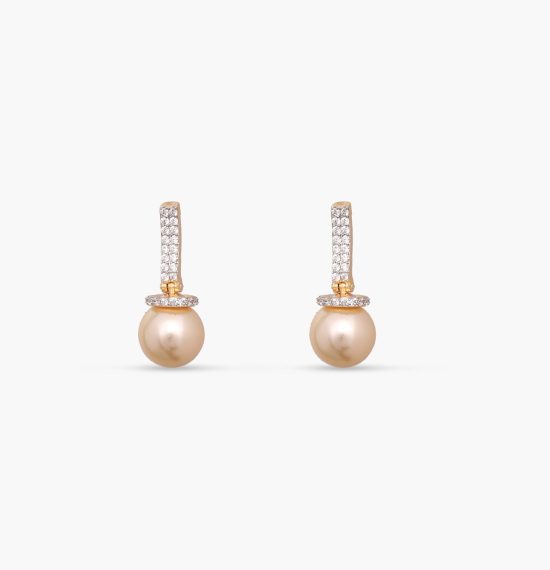 Pearl Dainty CZ Drop Earrings