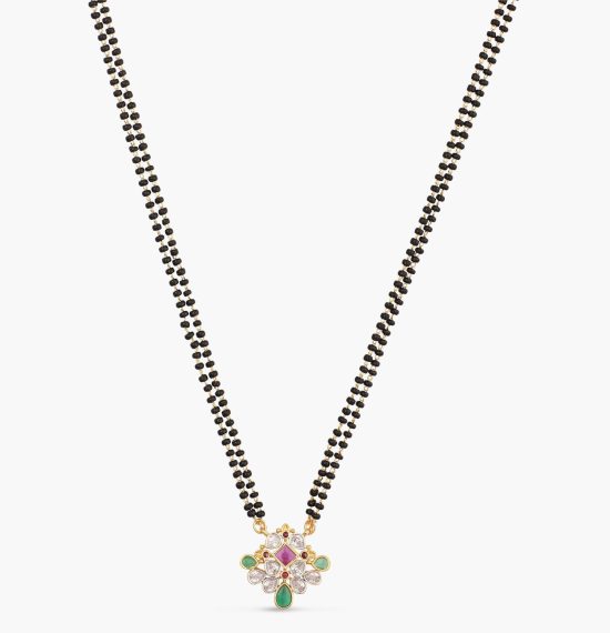 Rohani CZ Multi Stone Black Beads Necklace