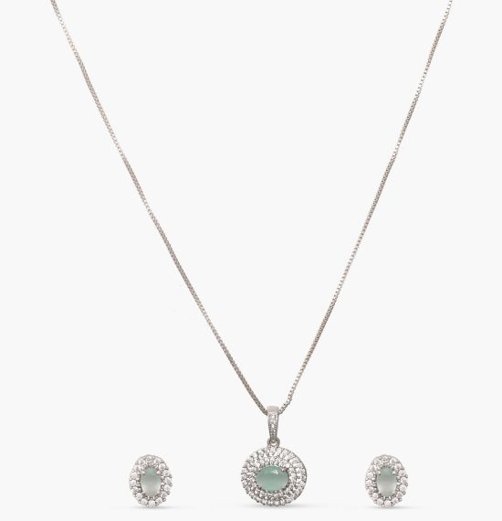 Round Charm CZ Pendant Set
