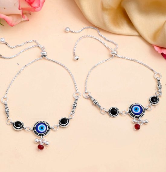 Sangria Silver-Plated Artificial Beads Anklet