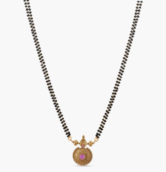 Shakti Antique Red Kempu Black Bead Necklace