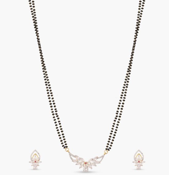 Shreeya CZ White Red Black Beads Necklace Set