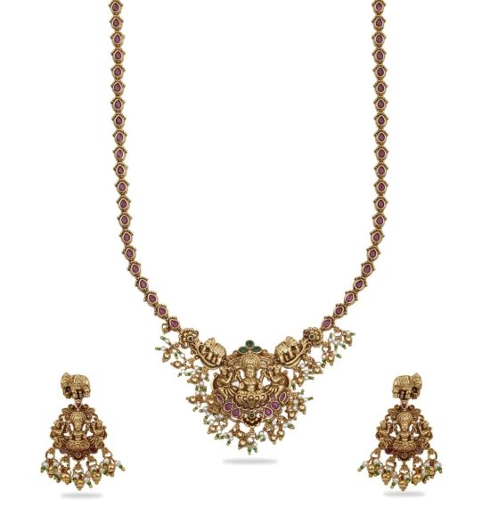 Shreya Temple Long Necklace Set